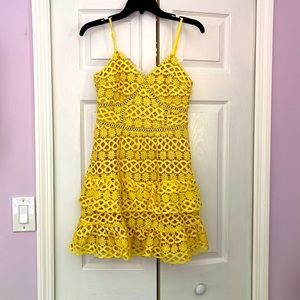 Beauty and Lace Yellow Crochet Lace Mini Dress